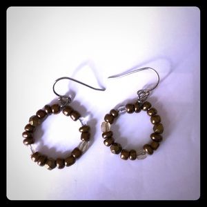 Brown beaded dangle earrings